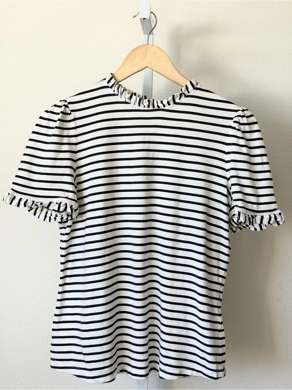 Boden Cream Supersoft Frill Detail T-Shirt (US 12)
